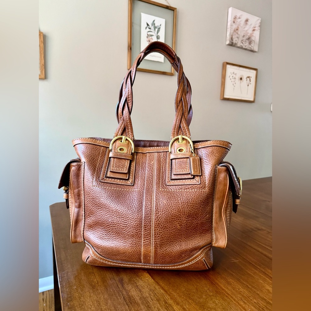 Coach Mia SoHo Tobacco Leather Tote Braided Straps Y2K 2006 - Picture 5 of 15